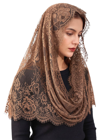 Chapel Lace Mantilla Veil Infinity Latin Mass Head Covering Spanish Style