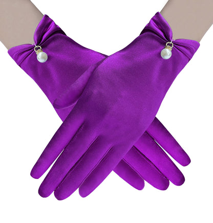Gionforsy Floral Lace Gloves for Bridal Elegant Short Wrist Opera Gloves