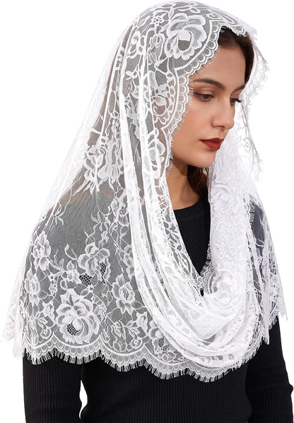 Chapel Lace Mantilla Veil Infinity Latin Mass Head Covering Spanish Style
