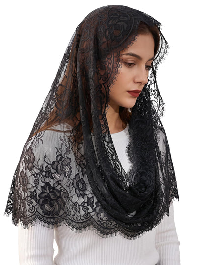 Chapel Lace Mantilla Veil Infinity Latin Mass Head Covering Spanish Style