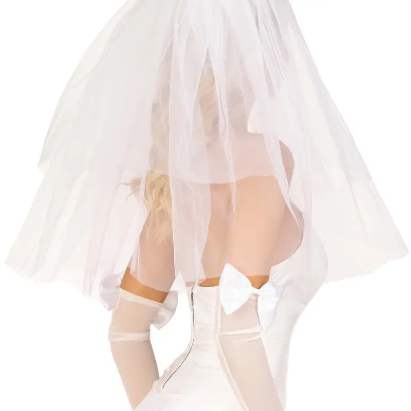 Leg Avenue Classic Tiered Length Tiers Layered Bridal Veil - Satin, Mesh Fabric Wedding Accessory with Bow Accent for Brides, Halloween/Bachelor Events