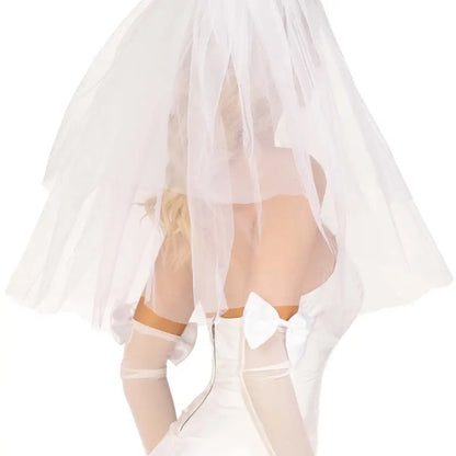 Leg Avenue Classic Tiered Length Tiers Layered Bridal Veil - Satin, Mesh Fabric Wedding Accessory with Bow Accent for Brides, Halloween/Bachelor Events