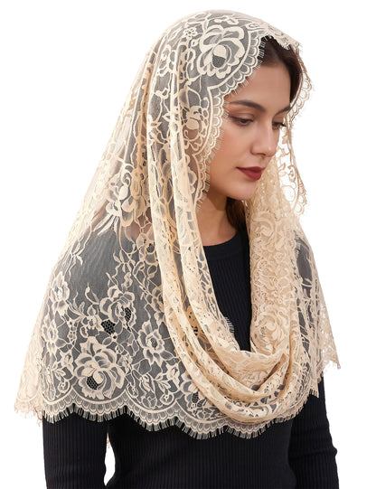 Chapel Lace Mantilla Veil Infinity Latin Mass Head Covering Spanish Style