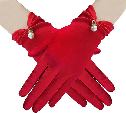Gionforsy Floral Lace Gloves for Bridal Elegant Short Wrist Opera Gloves