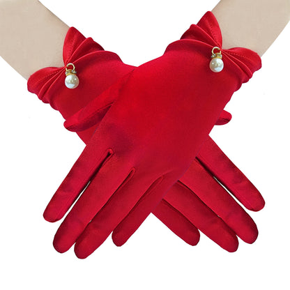 Gionforsy Floral Lace Gloves for Bridal Elegant Short Wrist Opera Gloves