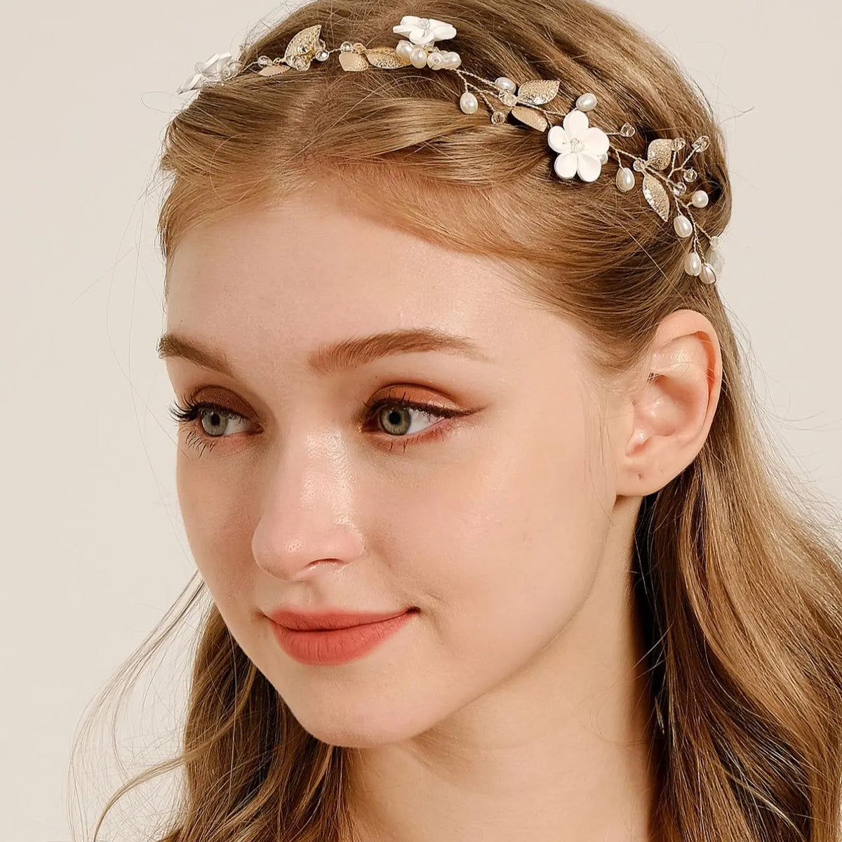 Faux Pearl & Rhinestone Decorated Headband, Elegant Flower Design Headband for Wedding Bridal Party Formal Occasions, Fashion Accessories for Women