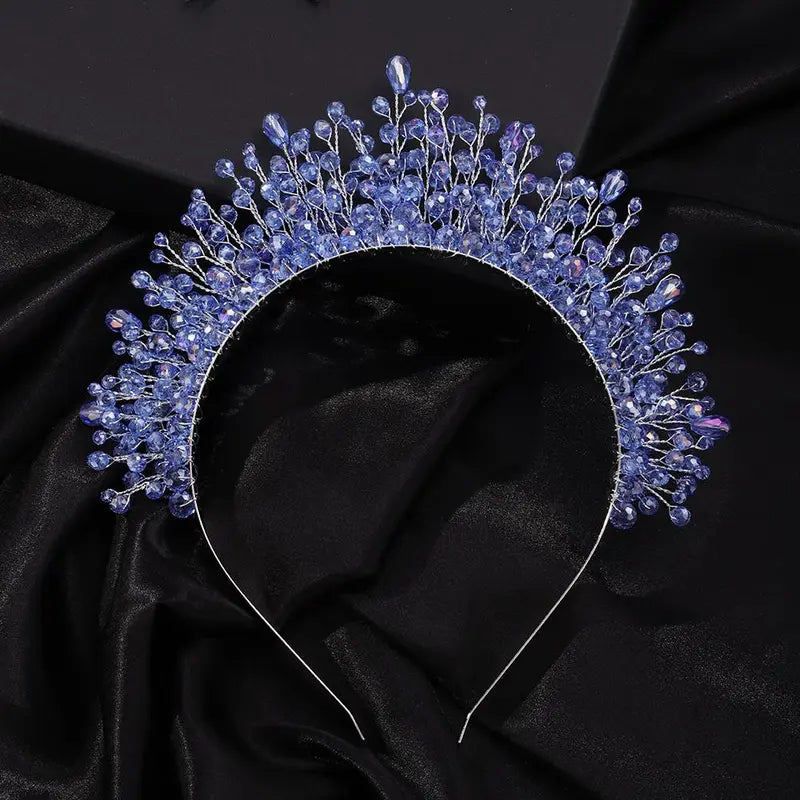 9-Color Crystal Bridal Crown Headband, Silver Bedazzled Diamond Accent Hairpiece, Handmade Luxury Hair Accessory for Brides (Bridal Shower, Ceremony, Birthday, Pink Headbands Option), Bedazzled Diamond Accent Headbands