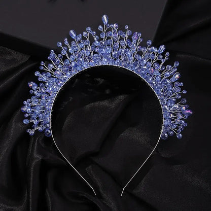 9-Color Crystal Bridal Crown Headband, Silver Bedazzled Diamond Accent Hairpiece, Handmade Luxury Hair Accessory for Brides (Bridal Shower, Ceremony, Birthday, Pink Headbands Option), Bedazzled Diamond Accent Headbands