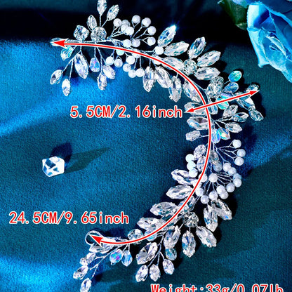 Fashion Faux Crystal & Faux Pearl Decorated Headband, Elegant Bridal Headwear for Wedding Bridal Party Formal Occasions, Minimalist Headwear Suitable for Hair