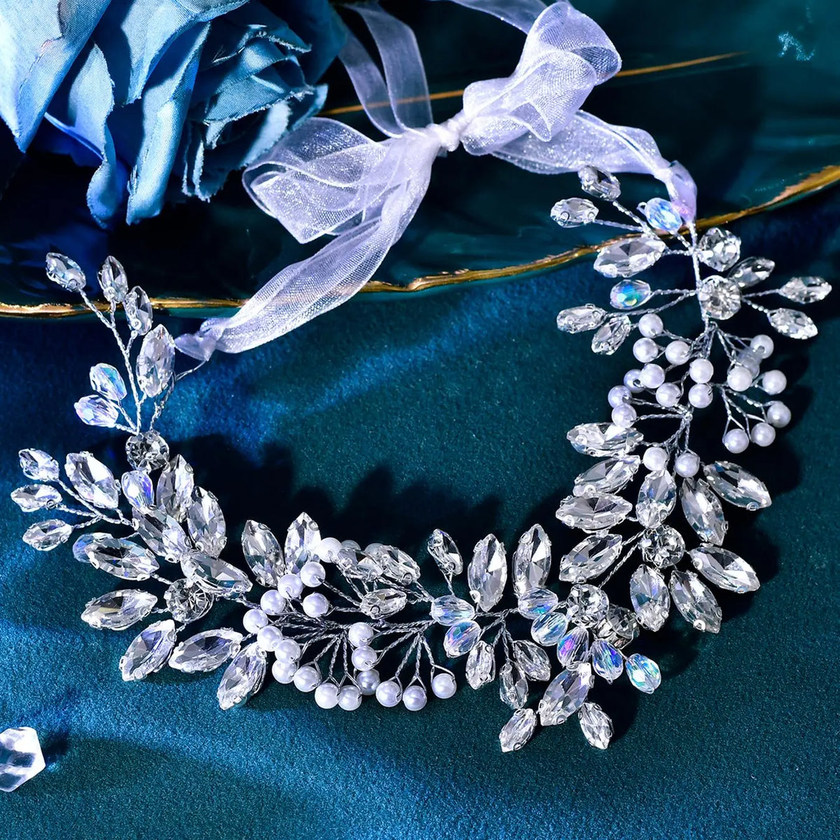 Fashion Faux Crystal & Faux Pearl Decorated Headband, Elegant Bridal Headwear for Wedding Bridal Party Formal Occasions, Minimalist Headwear Suitable for Hair