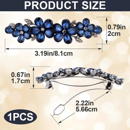 Exquisite rhinestone hairpin, women's bridal hair accessory, sparkling crystal hairpin, wedding, bride, long hair (blue flowers, 1 piece) perfect Christmas gift