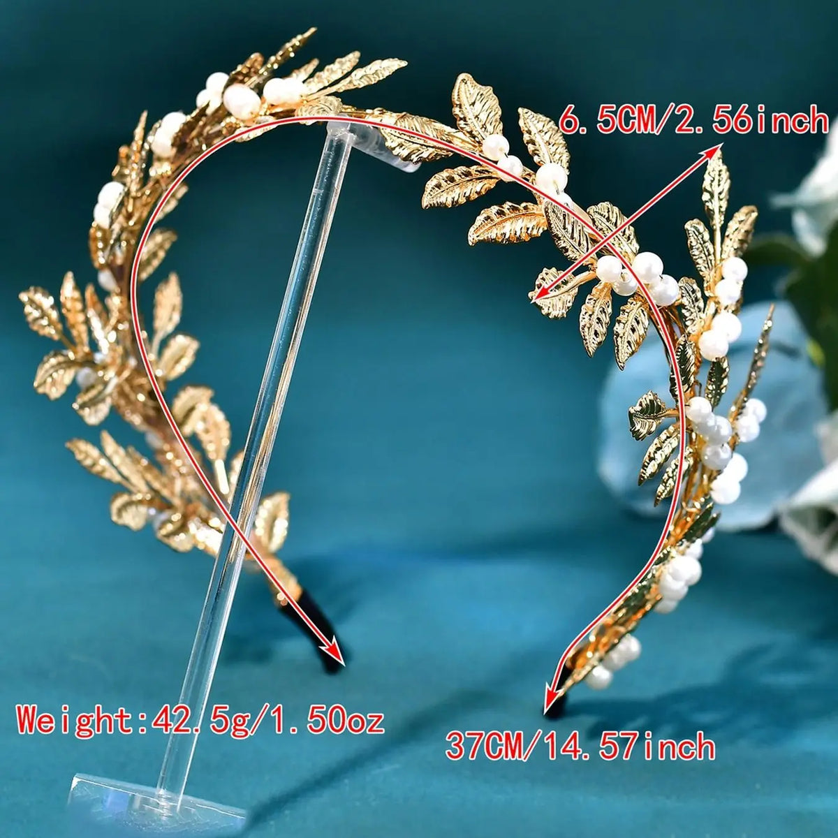 Luxurious Artificial Pearl Alloy Leaf Hairband, Fashionable Bride Headband, Perfect for Wedding Dance Party Photography