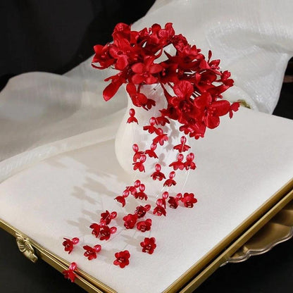 New New Chinese Style Flower Hairpin Pearl Luxury Tassel Side Clip Side Clip Bridal Headwear