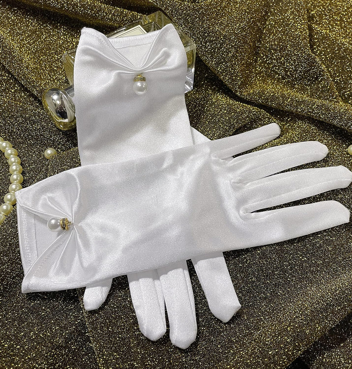 Gionforsy Floral Lace Gloves for Bridal Elegant Short Wrist Opera Gloves