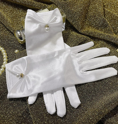 Gionforsy Floral Lace Gloves for Bridal Elegant Short Wrist Opera Gloves