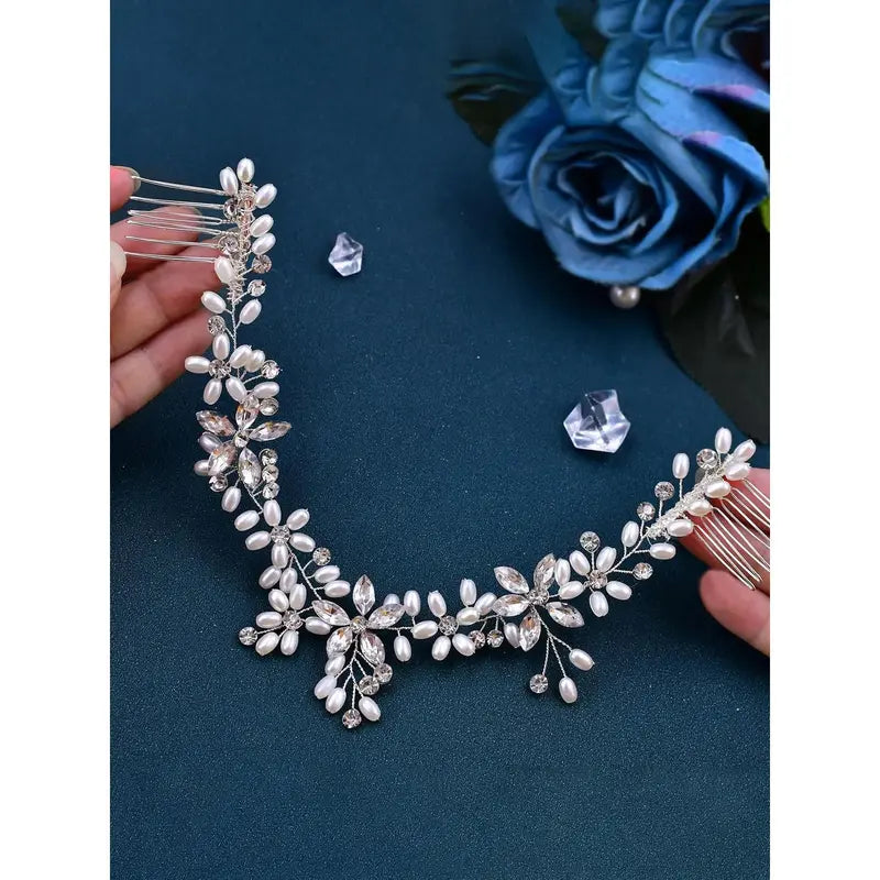 Faux Pearl & Rhinestone Decorated Bridal Headwear, Elegant Exquisite Bridal Headwear, Wedding Party Decor, Bridal Headwear for Wedding Party Decor, Tiara, Headpiece, Bridal Accessories