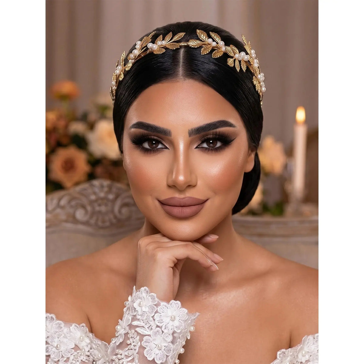 Luxurious Artificial Pearl Alloy Leaf Hairband, Fashionable Bride Headband, Perfect for Wedding Dance Party Photography