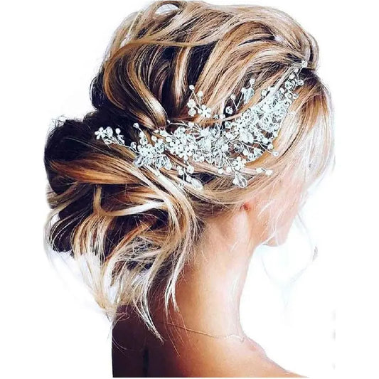 Vintage Bridal Hair Vine Headpiece - Handmade Twisted Wire Accessory with Crystal Leaf Motifs, Crystal Beads, 25cm Gold/Silver/Rose Gold, Excellent Workmanship, Solid Construction for Brides, Mom, Ceremony, Free Bobbypins, Best Friends