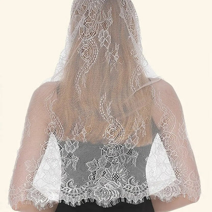 1 new black and white two-color hollow veil, lace solid color shawl, scarf, headscarf, suitable for daily vacation