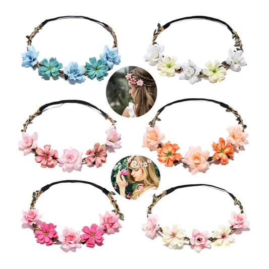 6PCS Boho Flower Crown Set Wedding Hair Wreaths Bridal Bridesmaid Headpieces