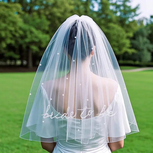 BRIDE To BE Gypsophila Letter Veil, Bachelorette Party Double-Layer Veil With Hair Comb, Essential Wedding Accessory