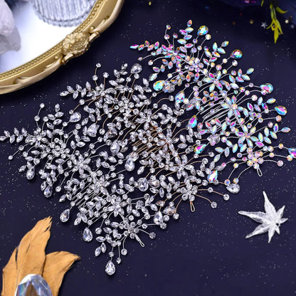 Elegant Rhinestone Detailing Hair Comb Set, Shiny Charm Women's Hair Accessories, Wedding Party Event Hairstyle Decor, Geometric Pattern
