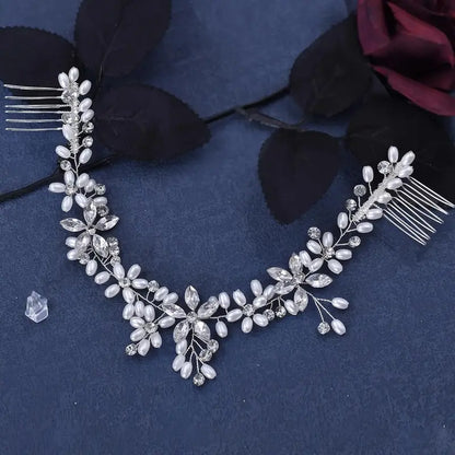 Faux Pearl & Rhinestone Decorated Bridal Headwear, Elegant Exquisite Bridal Headwear, Wedding Party Decor, Bridal Headwear for Wedding Party Decor, Tiara, Headpiece, Bridal Accessories