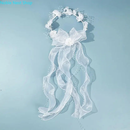 Bridal Handcrafted Floral Vine Veil Headband - Delicate Flower Ethereal Princess Wedding Hair Accessory for Brides, Ideal for Wedding Ceremony, Bridal Photoshoot, Ethereal Look