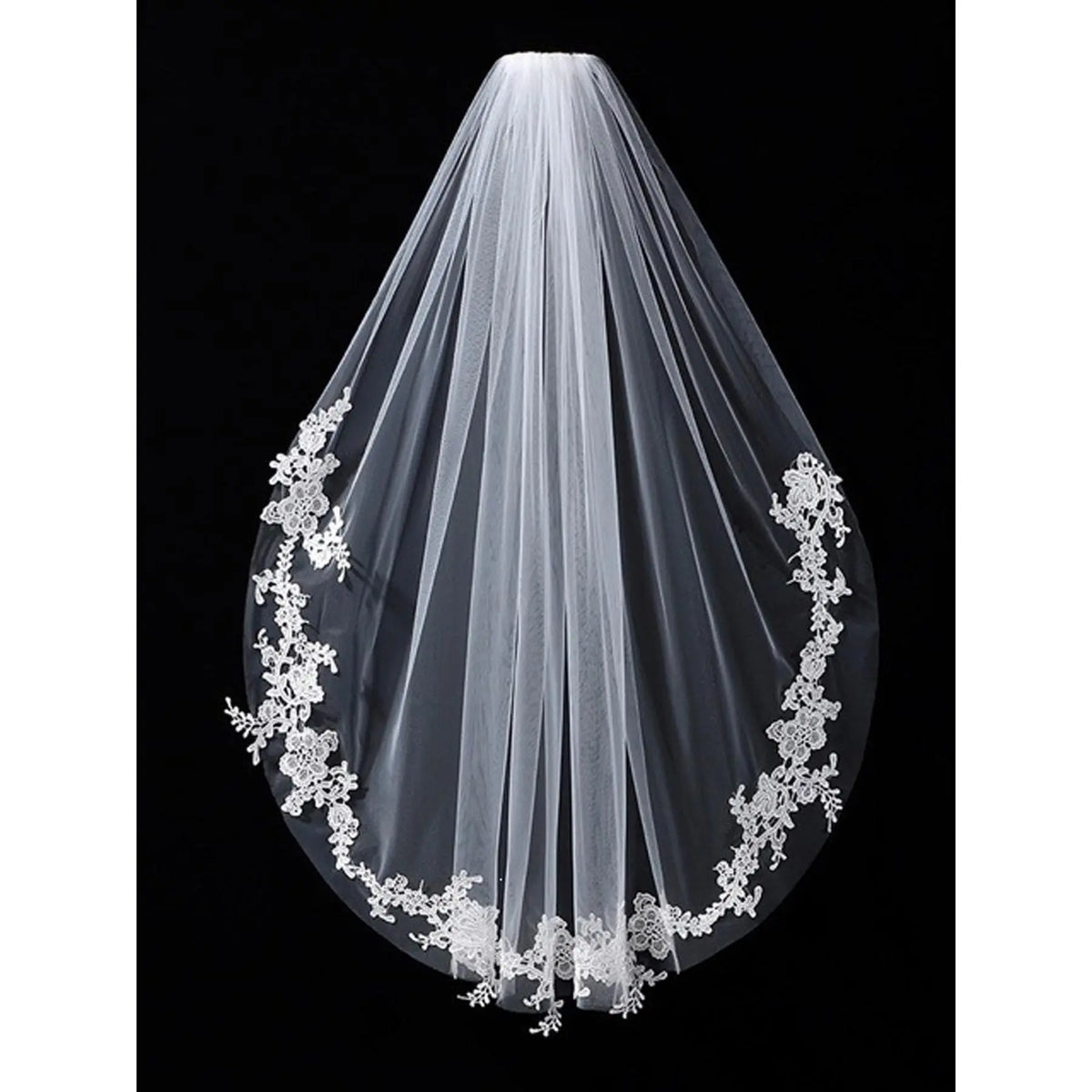 U-Shape Floral Lace Wedding Veil, Breathable Soft Hair Comb, Elegant Bride Headpiece, Versatile for Parties and Bridal Gowns