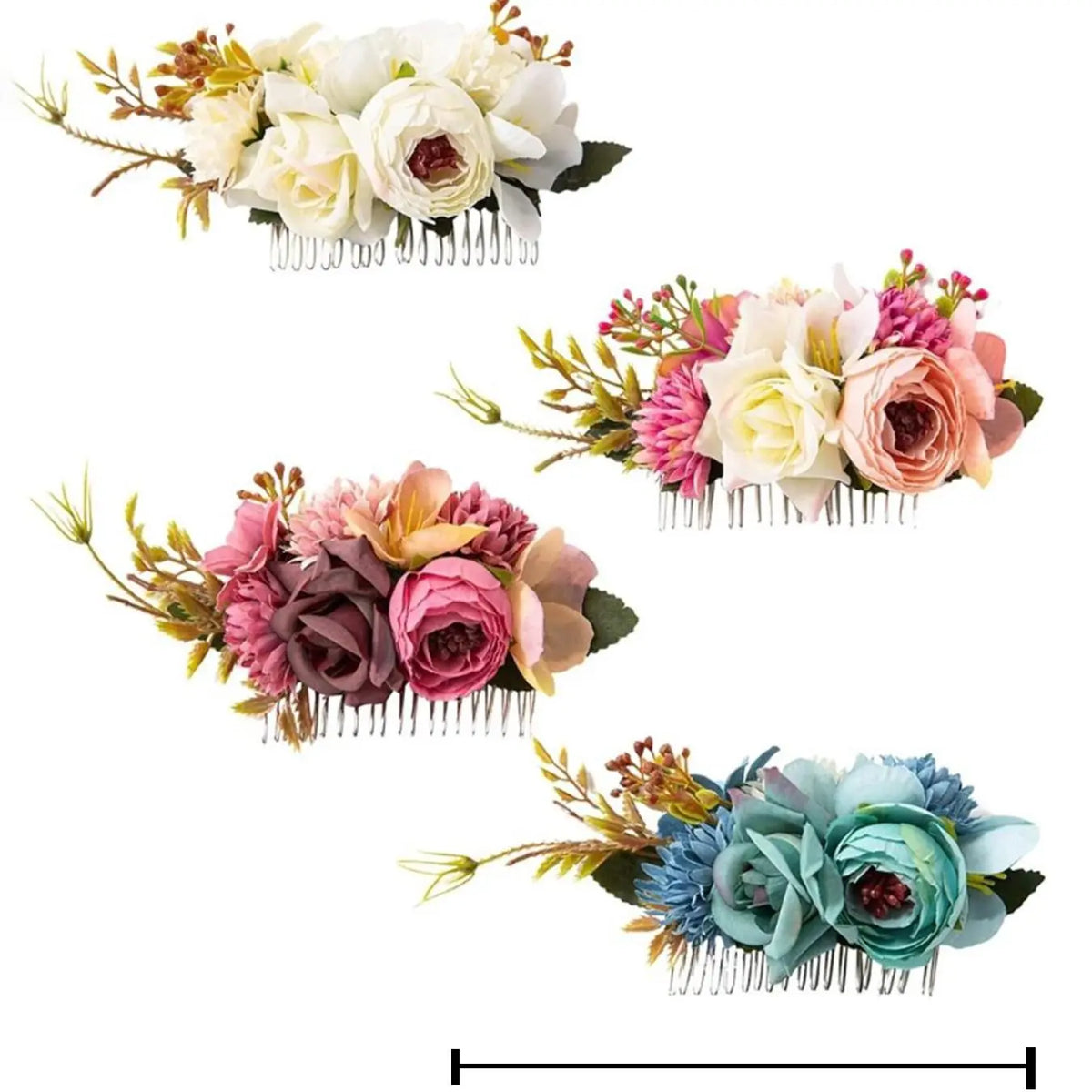 Large Artificial Flower Metal Hair Side Comb, Decorative Floral Hair Clip, Elegant Hair Accessory Versatile Use for Weddings, Brides, Girls, Bridal Party