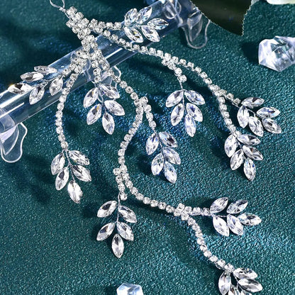 Elegant Rhinestone Decorated Leaf Design Headband, Exquisite Trendy Bridal Headwear, Fashionable Hair Accessories for Wedding Party Decoration, Hairpiece