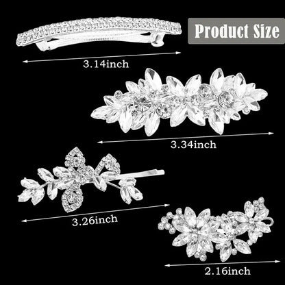 4 count Rhinestone Hair Clips for Women Hair Barrettes  Bridal hair accessories for Wedding Party Everyday