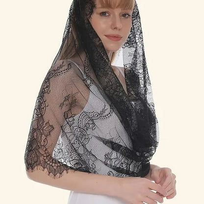 1 new black and white two-color hollow veil, lace solid color shawl, scarf, headscarf, suitable for daily vacation