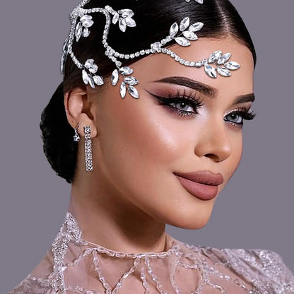 Elegant Rhinestone Decorated Leaf Design Headband, Exquisite Trendy Bridal Headwear, Fashionable Hair Accessories for Wedding Party Decoration, Hairpiece