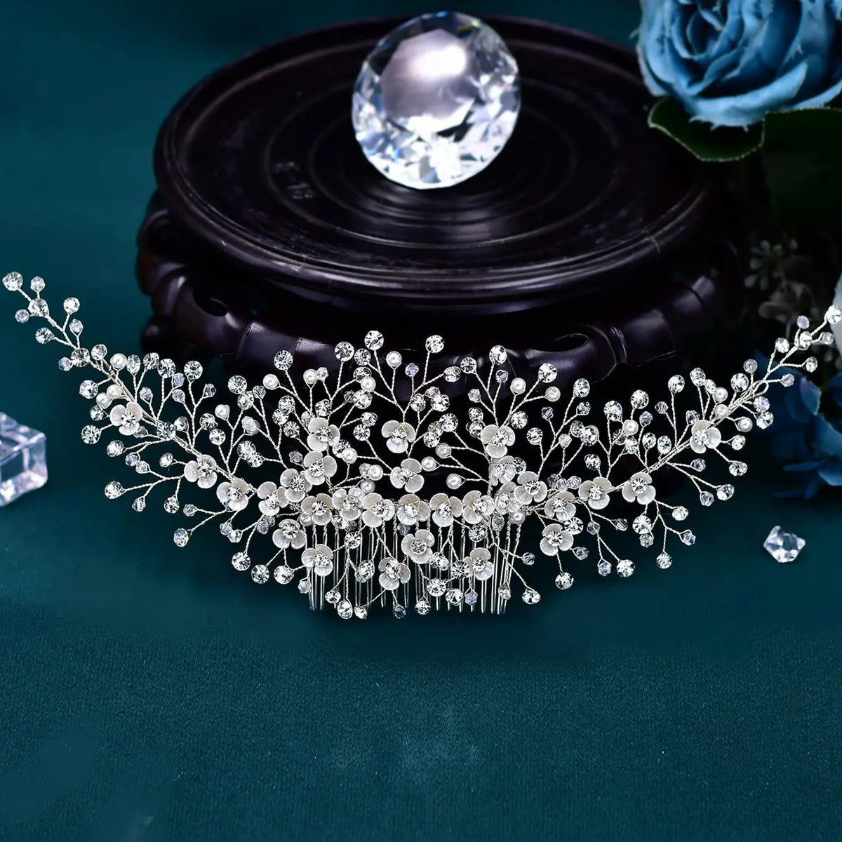 Rhinestone Decorated Hair Comb, Elegant Bridal Headwear for Wedding Bridal Party Formal Occasions, Fashion Hair Accessories for Women
