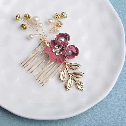 Korean-Style Bridal Wedding Hair Accessories, Blue, Purple, Pink, and White Fresh-Style Hair Combs, Girls' Bridesmaid Hair Accessories