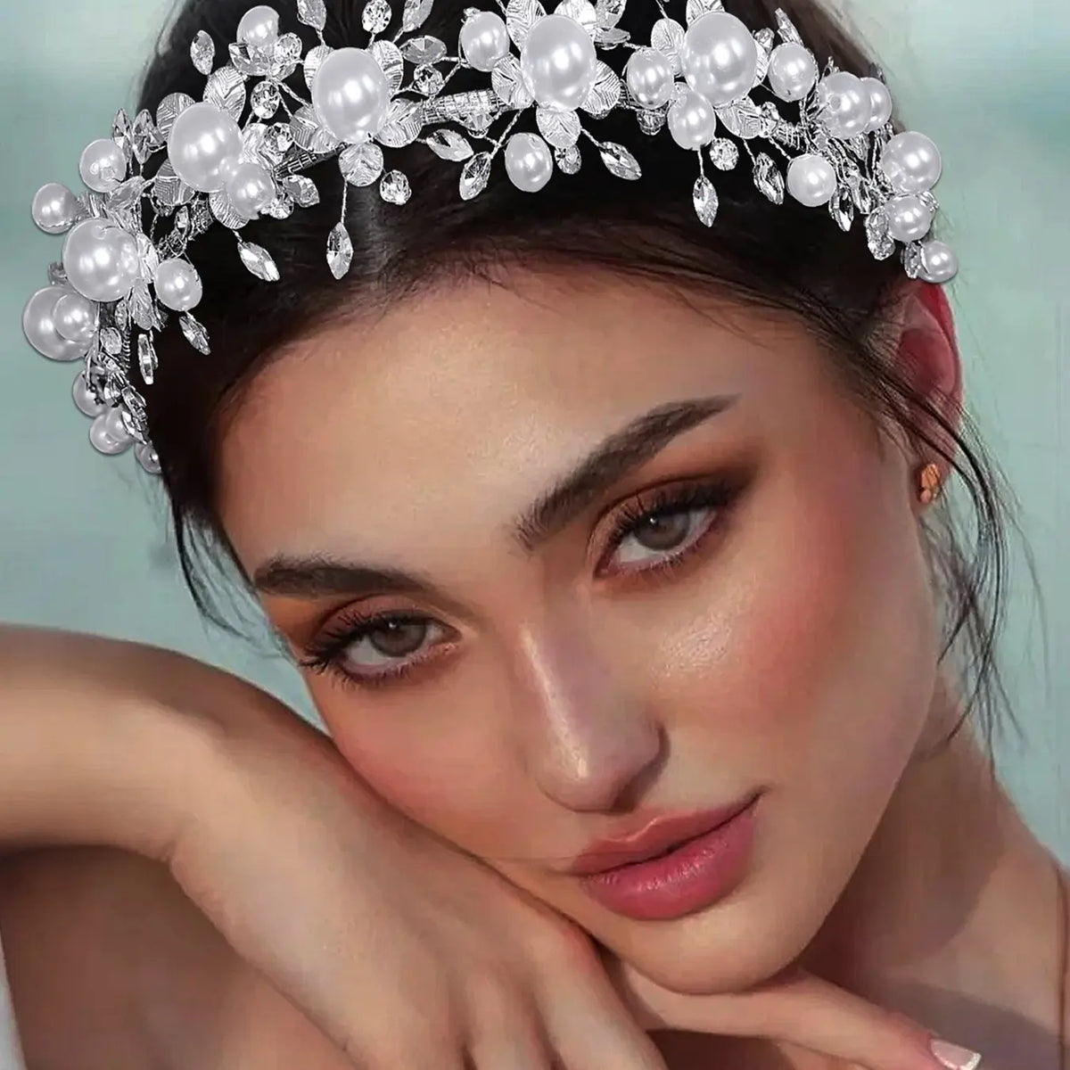 Elegant Pearl Rhinestone Bridal Headband, Perfect for Weddings Birthdays Parties Daily Wear Vacation, Fashionable High-End Hair Accessory