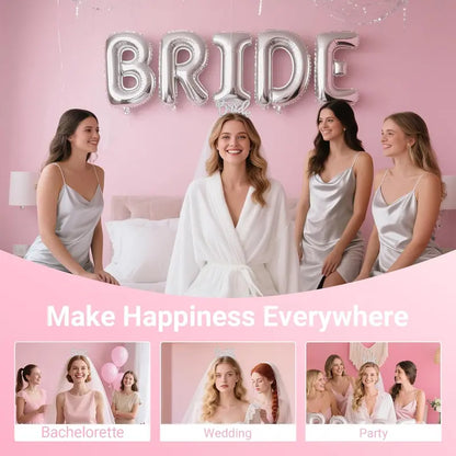Bride to Be Headband Set Bridal Hair Accessories for Women - 3pcs Silver Headband, Sash and Veil for Bachelorette Party, Flexible Metal Frame with Dual Hoops and Comb Slip-Proof Contouring Party Decor