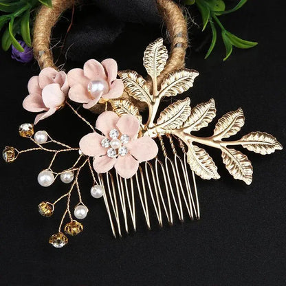 Korean-Style Bridal Wedding Hair Accessories, Blue, Purple, Pink, and White Fresh-Style Hair Combs, Girls' Bridesmaid Hair Accessories