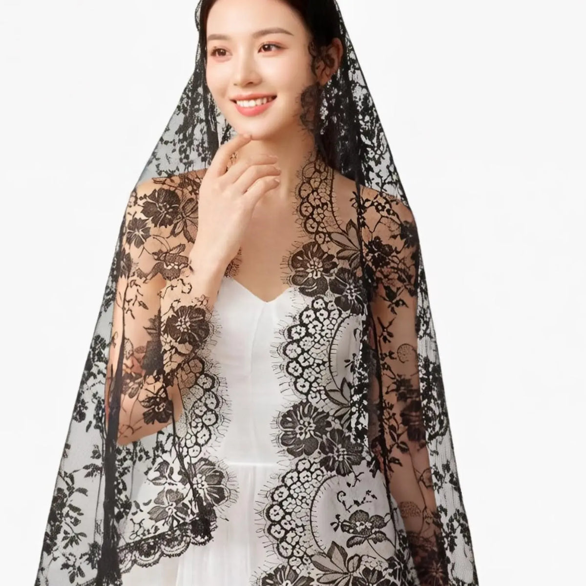 Lace Prayer Scarf, Lace Bride Veil, Floral Trim Headscarf for Women, Elegant Bridal Accessory, Perfect for Weddings, Wedding Veils for Brides, The Wedding Veil