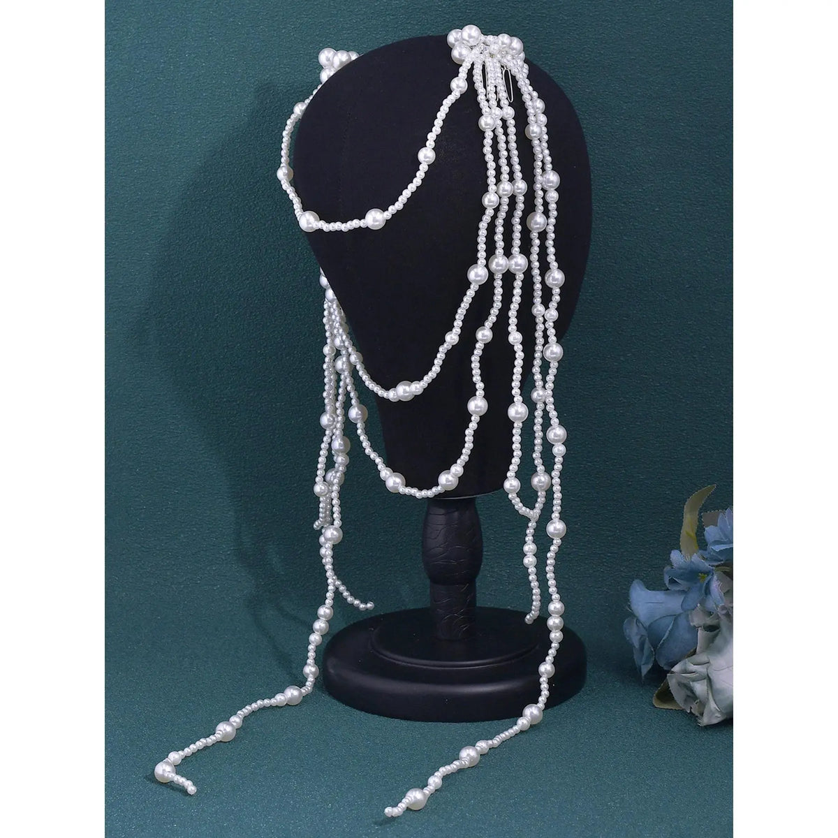 Faux Pearl Decorated Headband, Elegant Bridal Headwear for Wedding Bridal Party Formal Occasions, Fashion Hair Accessories for Women