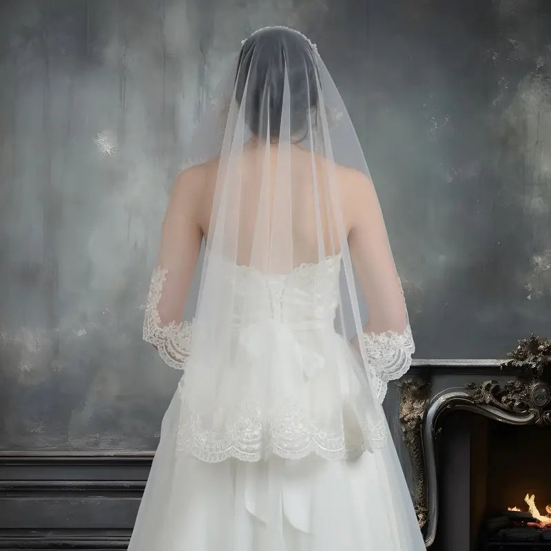 Mantilla bridal wedding veil elbow/fingertip V030