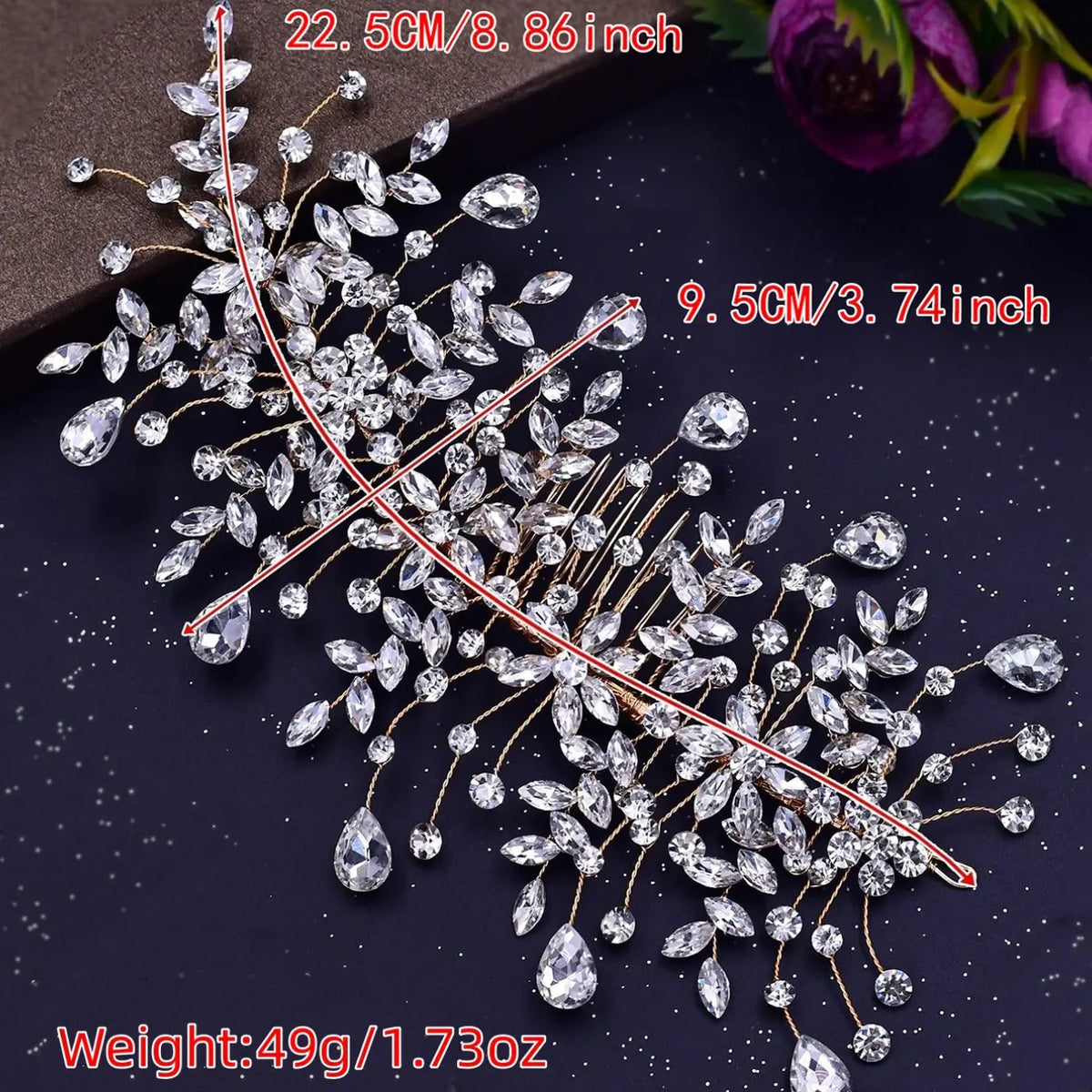 Elegant Rhinestone Detailing Hair Comb Set, Shiny Charm Women's Hair Accessories, Wedding Party Event Hairstyle Decor, Geometric Pattern