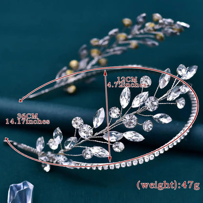 Elegant Bride Wedding Headband with Rhinestones, Handmade Party Hair Accessory for Women, Jasmine Princess Crown, Simple and Delicate Design