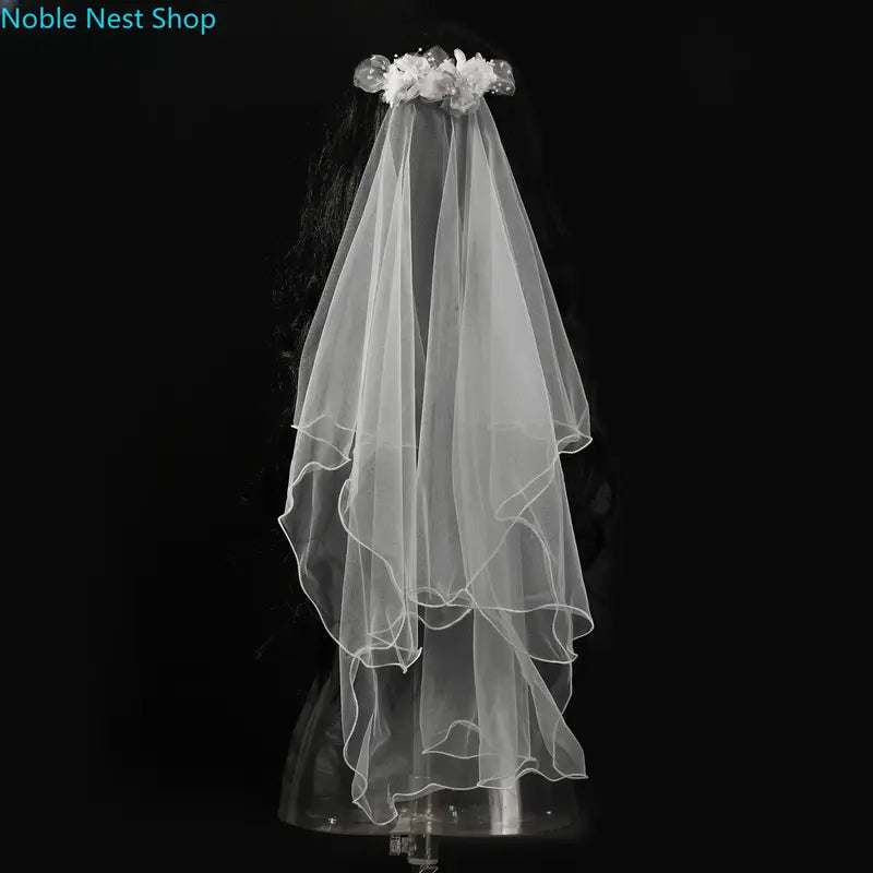 Bridal Handcrafted Floral Vine Veil Headband - Delicate Flower Ethereal Princess Wedding Hair Accessory for Brides, Ideal for Wedding Ceremony, Bridal Photoshoot, Ethereal Look