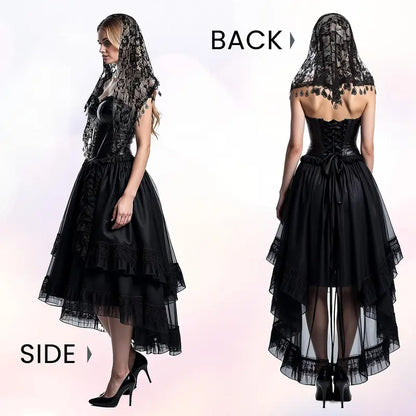 Women's 3-Pcs Catholic Mantilla Veils - Triangle Lace Tulle Veil Scarf, Church Head Covering, Floral Headwrap for Ceremony, Latin Mass, Wedding Bridesmaid