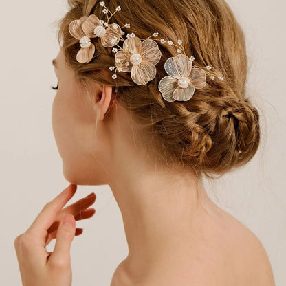 Flower Design Hair Comb, Faux Pearl Decorated Hair Comb, Elegant Bridal Headwear for Wedding Party Formal Occasions, Fashion Hair Accessories for Women