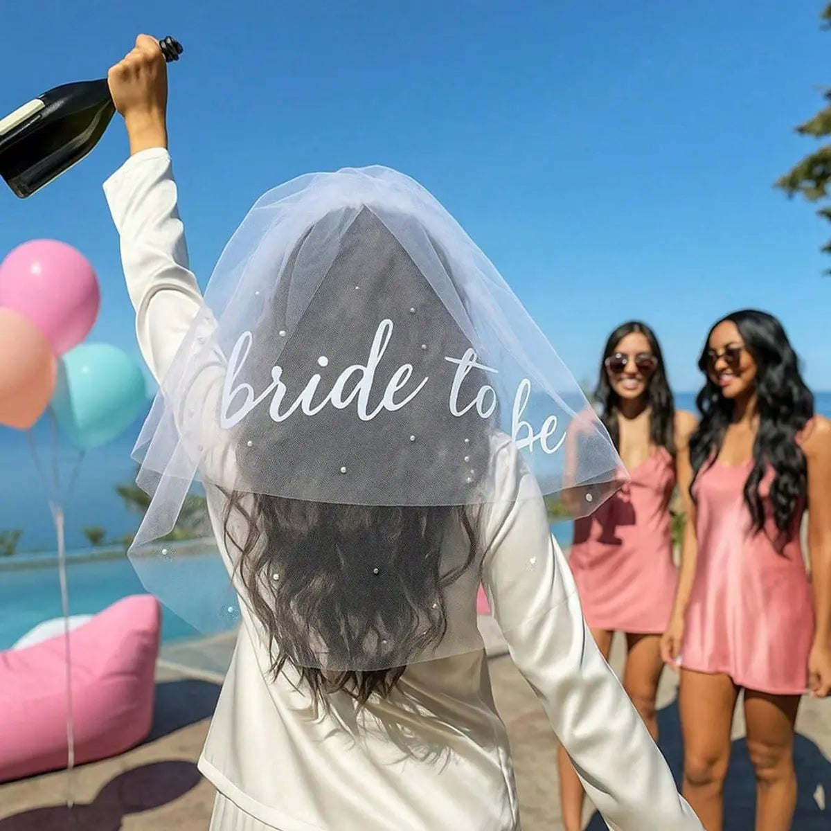 Bride Ribbon Veil, Headpiece for Singles Party, Bridal Shower Decor, Engagement Gift, Wedding Fashion Accessory, Photo Prop