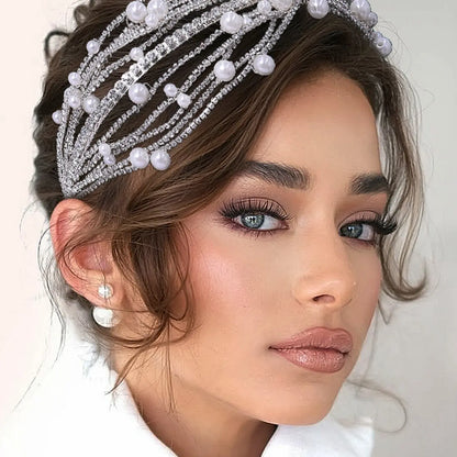 Women's Elegant Headband with Faux Pearls Decoration, Perfect for Weddings & Photography, All-Season Accessory for Special Occasions