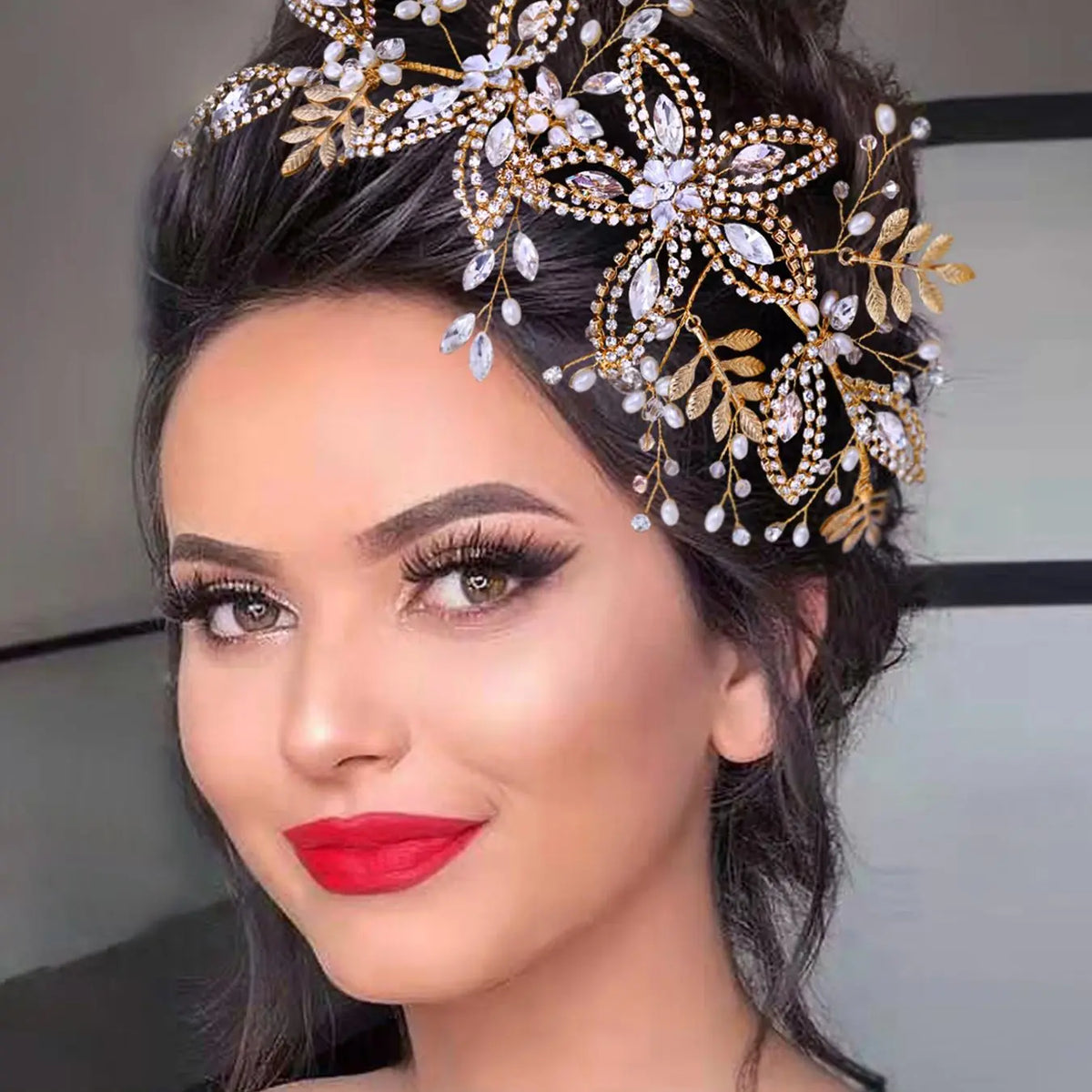 Luxury Leaf Design Headband, Fashionable Rhinestone Decorated Hair Accessories for Wedding Bridal Party Formal Occasions, Elegant Hair Accessories for Women